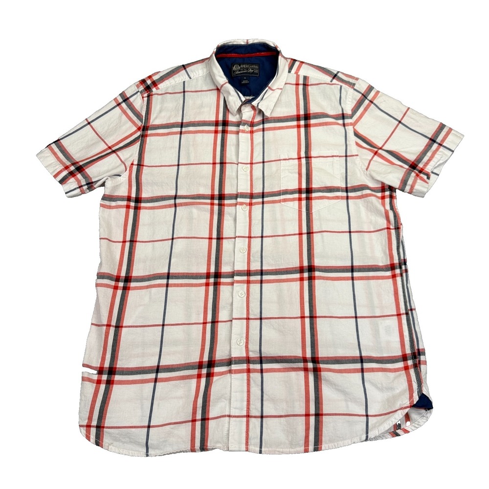 American Rag‎ Mens Button Up Shirt Sz XL Plaid Short Sleeve Casual Comfort